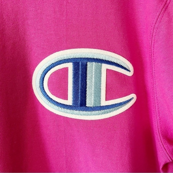 Champion Men’s Heritage Floss Stitch C Logo Tee Shirt Peony Parade Pink Sz Large - Picture 5 of 9